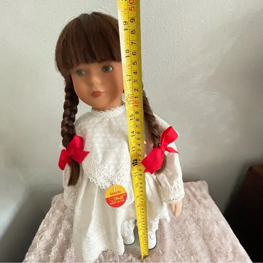 Vtg Steiff Annette 20” Doll 1987 Old House Smell, with Bear Pin Read!